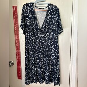 Blue Floral mock wrap dress 41 Hawthorn 1X